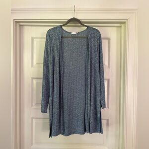 August Mist Ribbed Summer Cardigan Sweater - Plus Size 1X